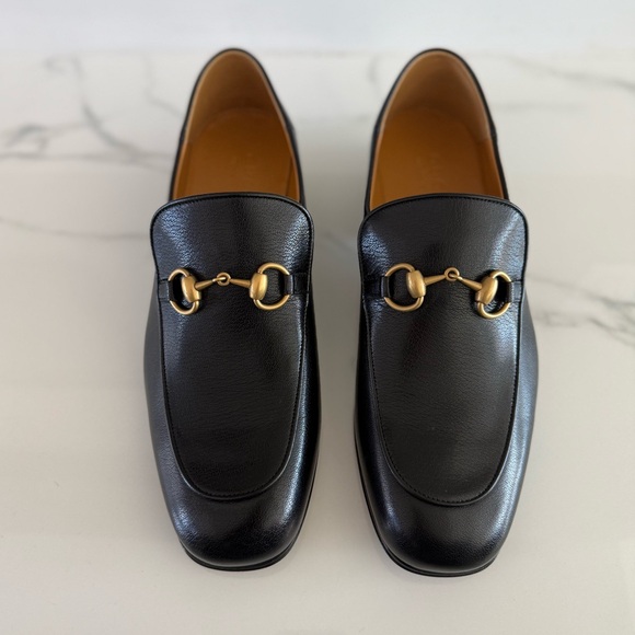 Gucci Black Leather Jordaan Horsebit Loafers Size 7.5 IT. NO BOX.